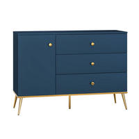 SIDEBOARD Marine dunkelblau / gold 120 / 40 / 85cm - Blau/Dunkelblau, Holz/Holzwerkstoff (120/85/40cm) - Feldmann-Wohnen