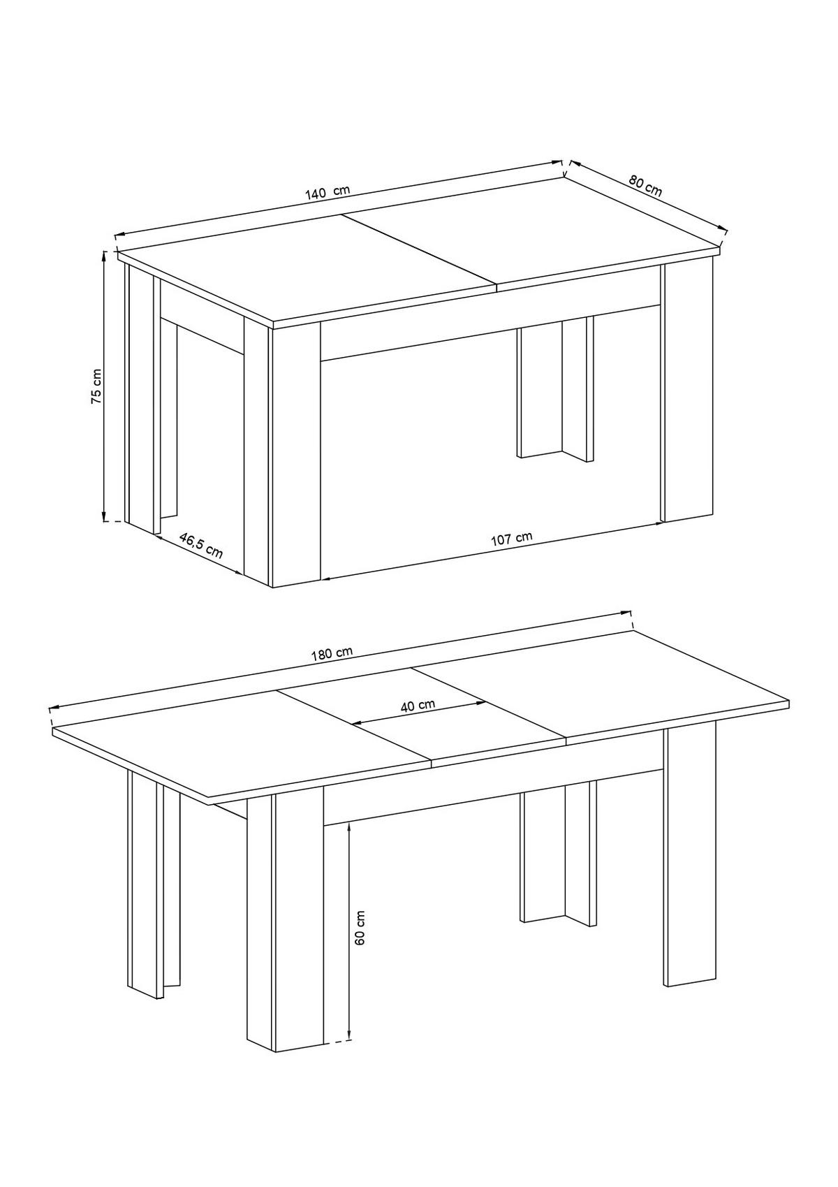 ESSTISCH – L140 – 80 x 180 cm – Sky – Sonoma Eiche - Sonoma Eiche, Holzwerkstoff (80/180/75cm) - hi-markt