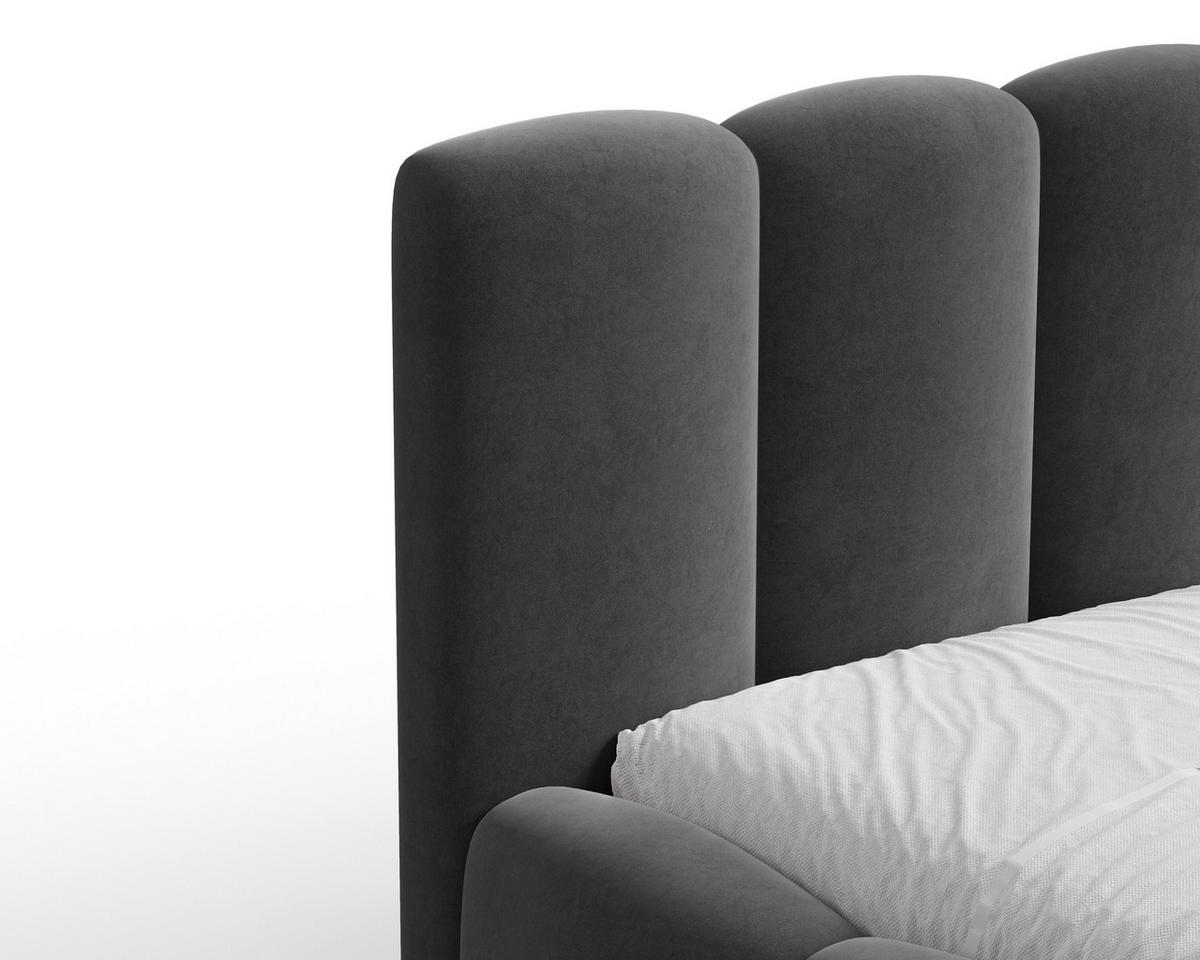 POLSTERBETT 18 - 140x200 cm – Riviera – Gepolstertes Bett mit Metall-Lattenrost - Dunkelgrau, Holz (140/200cm) - ROYAL24_MARKT
