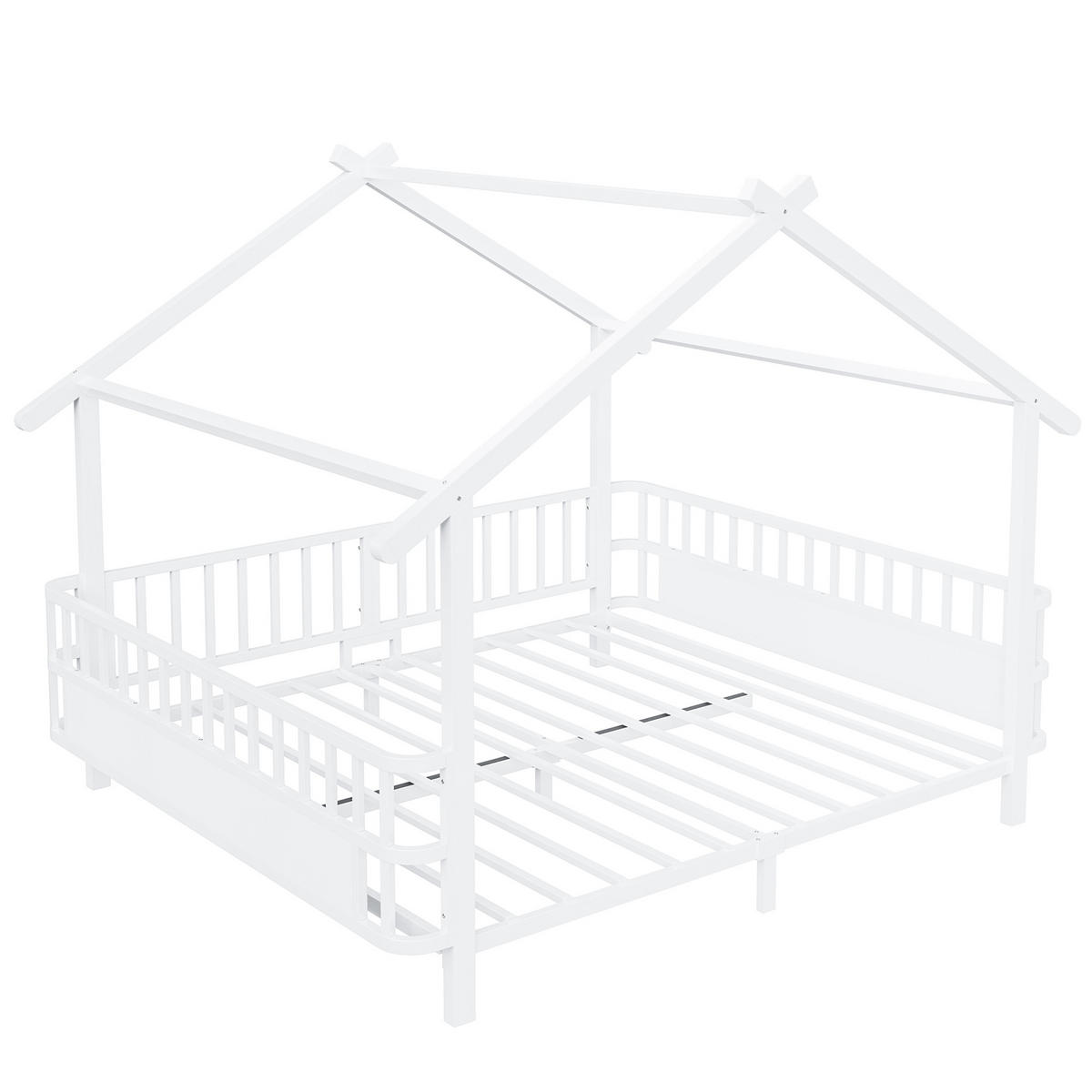 HAUSBETT 140x200 Metall Sicherheitsgitter Weiß - Weiß, Metall (140/200cm) - FLIEKS