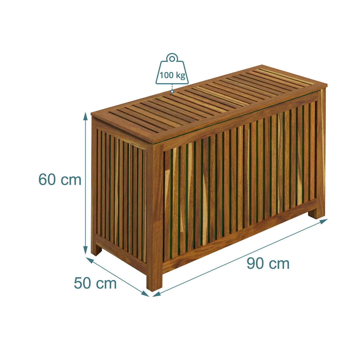 FÖRVARINGSLÅDA Natur akaciaträ lock - Ljusbrun, Trä/Plast (90/60/50cm) - Relaxdays