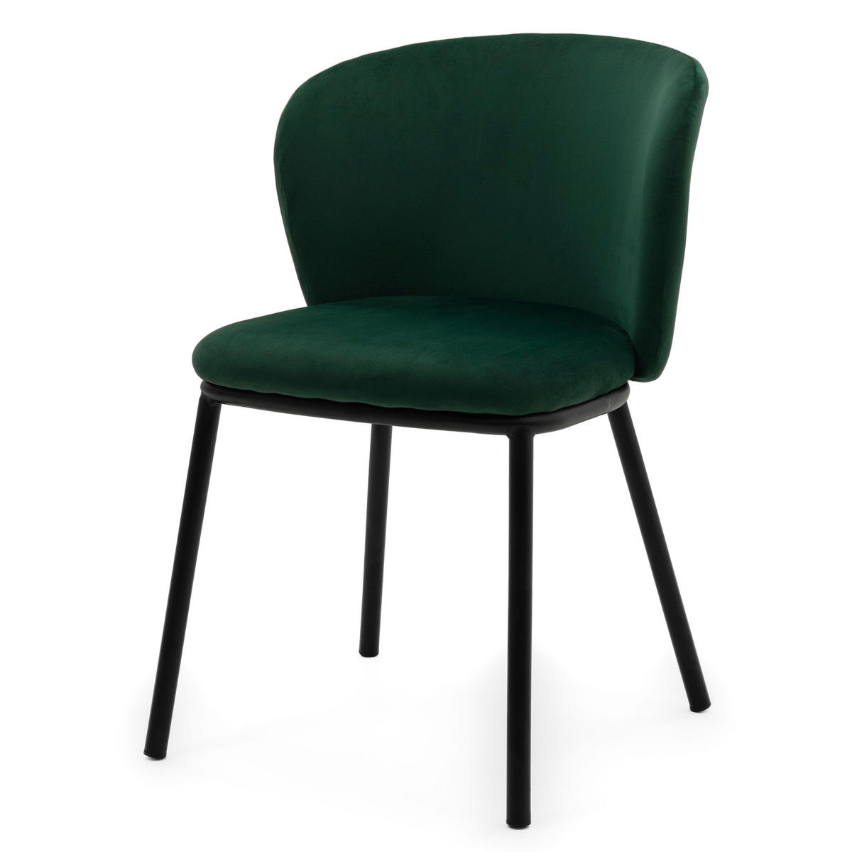 STUHL BARI gepolsterter mit Steppung - grün - Samt Velour - Schwarz/Grün, Textil/Metall (54/81/57cm) - NEW HOME
