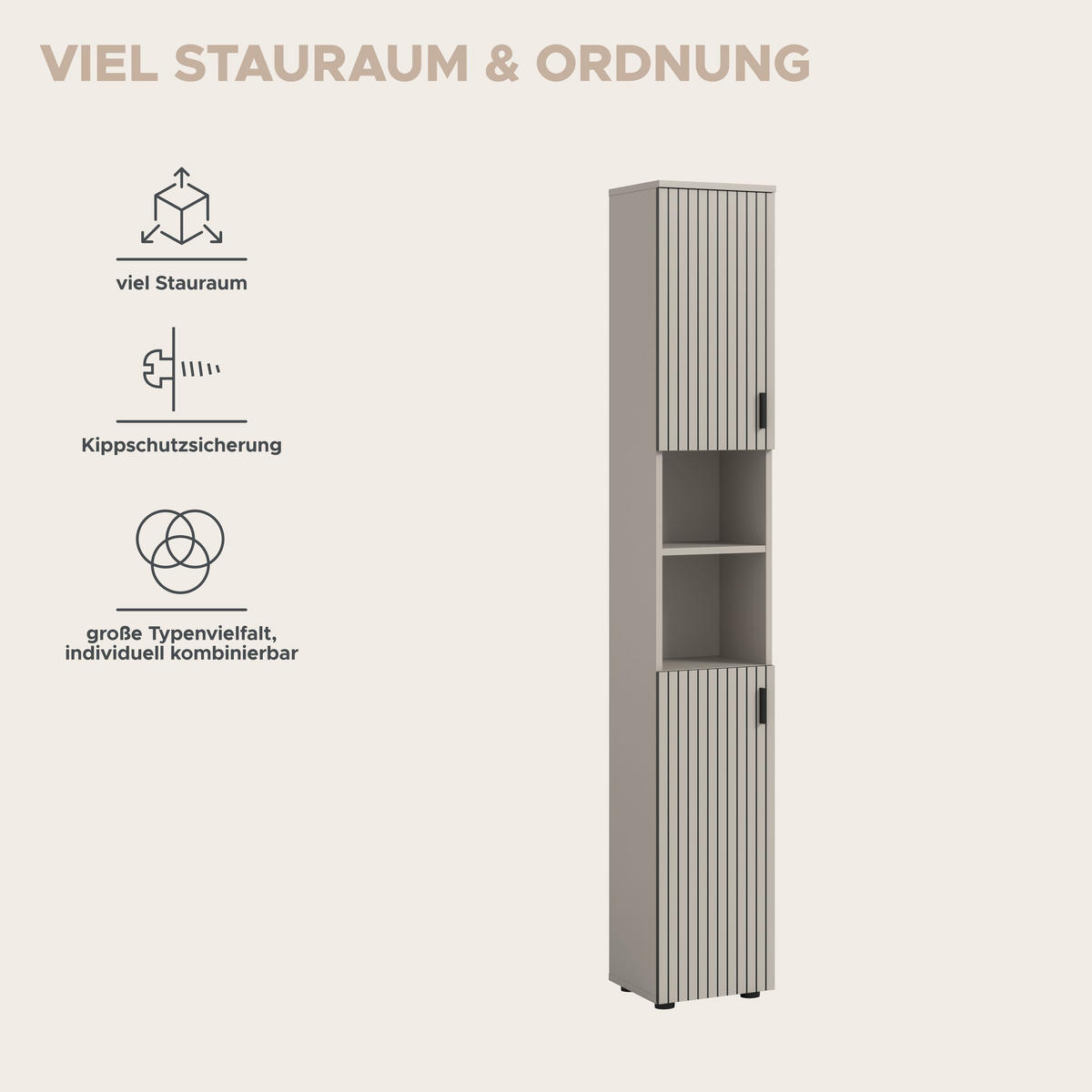 BADSCHRANK MONE (B/H/T: ca. 30/192/30 cm) in Kaschmir/Kaschmir - Kaschmir, Holzwerkstoff (30/192/30cm)