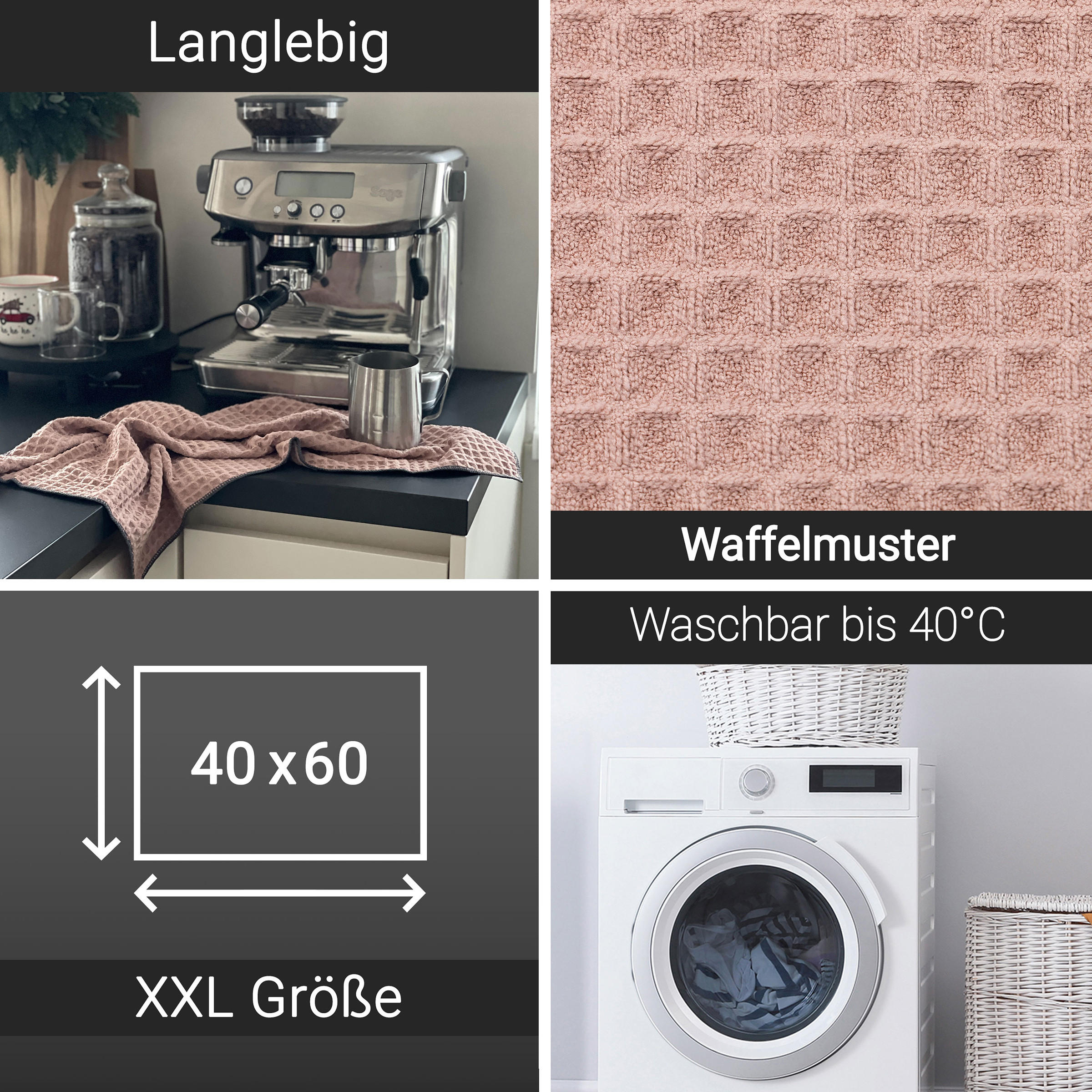 REINIGUNGSTÜCHER, 3er-Set, 80% Polyester, 20% Polyamid - Altrosa, Textil (40/60cm) - Zollner