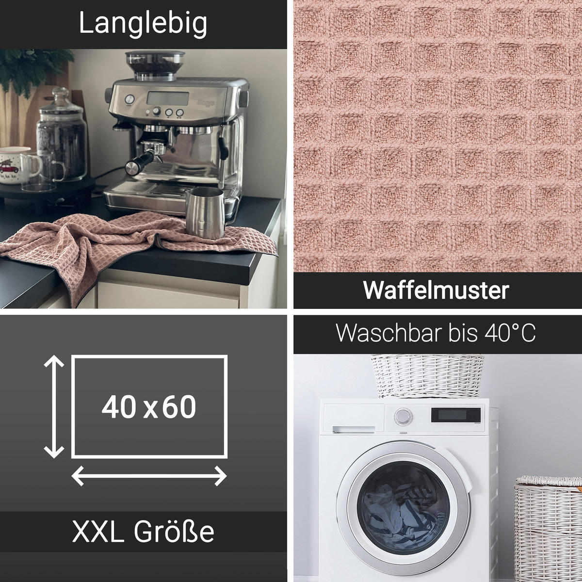 REINIGUNGSTÜCHER, 3er-Set, 80% Polyester, 20% Polyamid - Altrosa, Textil (40/60cm) - Zollner
