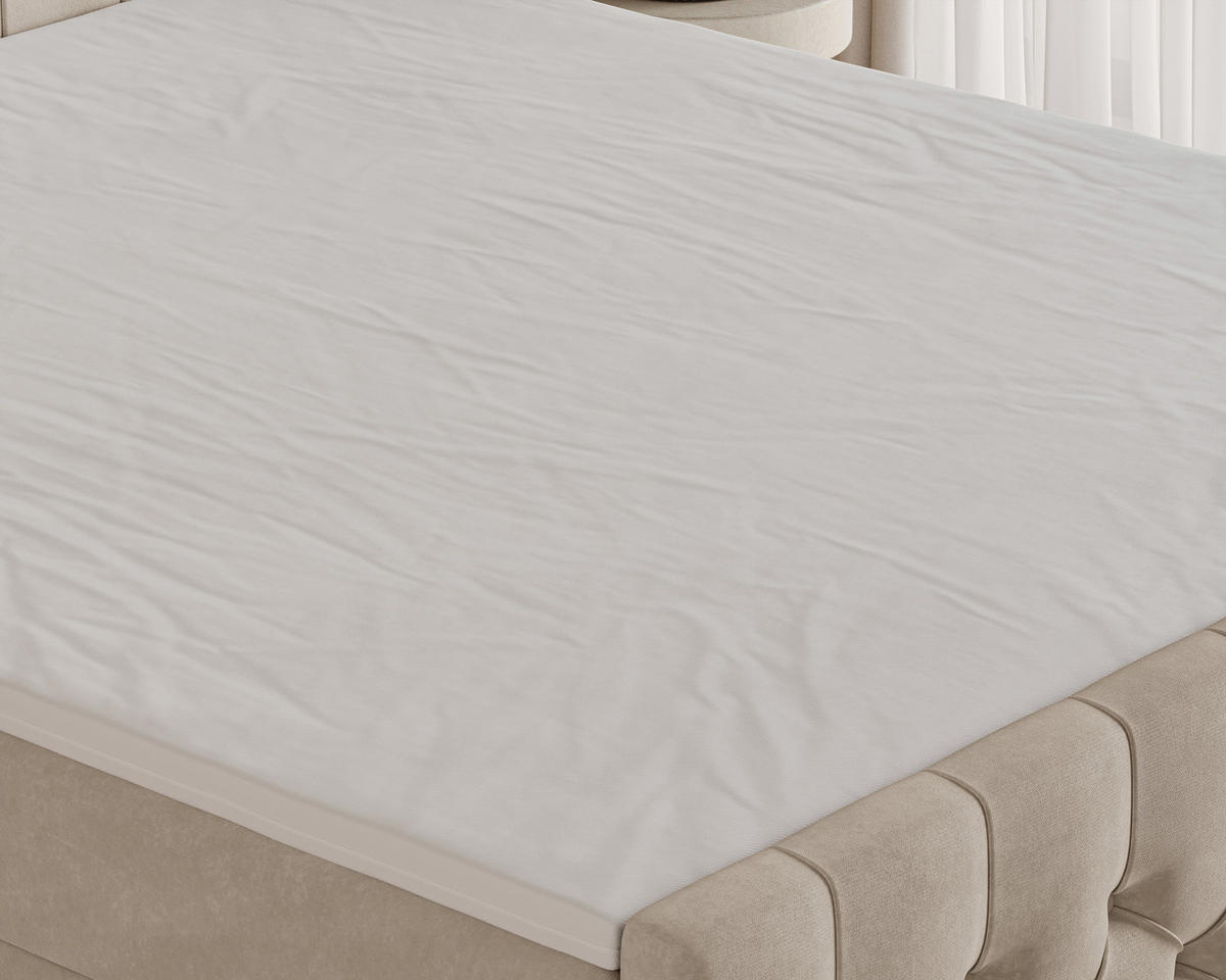 BOXBETT 12 140 x 200 cm - Manila - Modernes Polsterbett mit Bettkasten inkl. PU-Schaum-Topper und Federmechanismus - Beige, Holz (140/200cm) - ROYAL24_MARKT