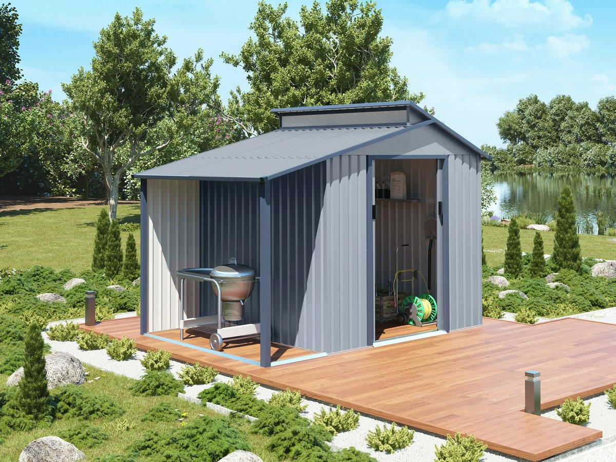METALL-GARTENHAUS madras Grau - Grau, Metall (355/237/257cm) - Habitat Garten