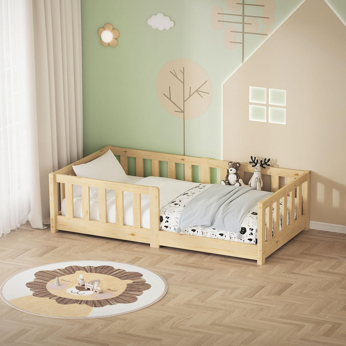 KINDERBETT 70x140 cm Natur aus Kiefernholz - Naturfarben, Holz (70/140cm) - ML-DESIGN