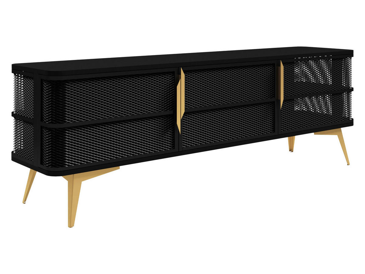 TV-LOWBOARD Modera - Goldfarben/Schwarz, Holzwerkstoff/Metall (180/60/40cm) - MIRJAN24