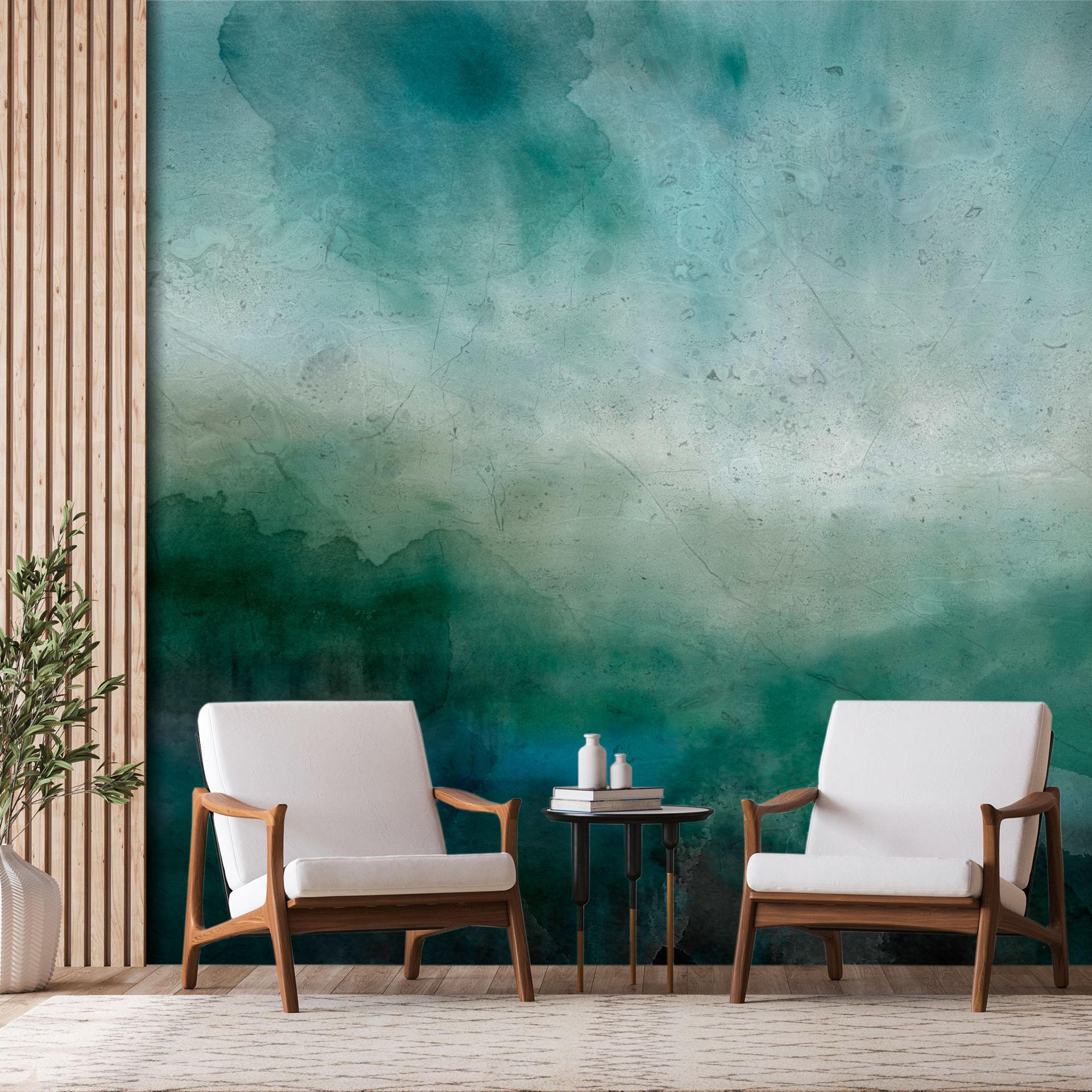 SELBSTKLEBENDE FOTOTAPETE 147/105 cm - Blau/Grün, Kunststoff/Textil (147/1cm) - KUNSTLOFT