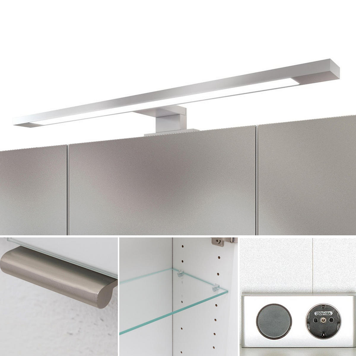 BADMÖBEL-SET 5-TLG. Apia-03 - Grau, Holzwerkstoff (220/200/47cm) - Lomado
