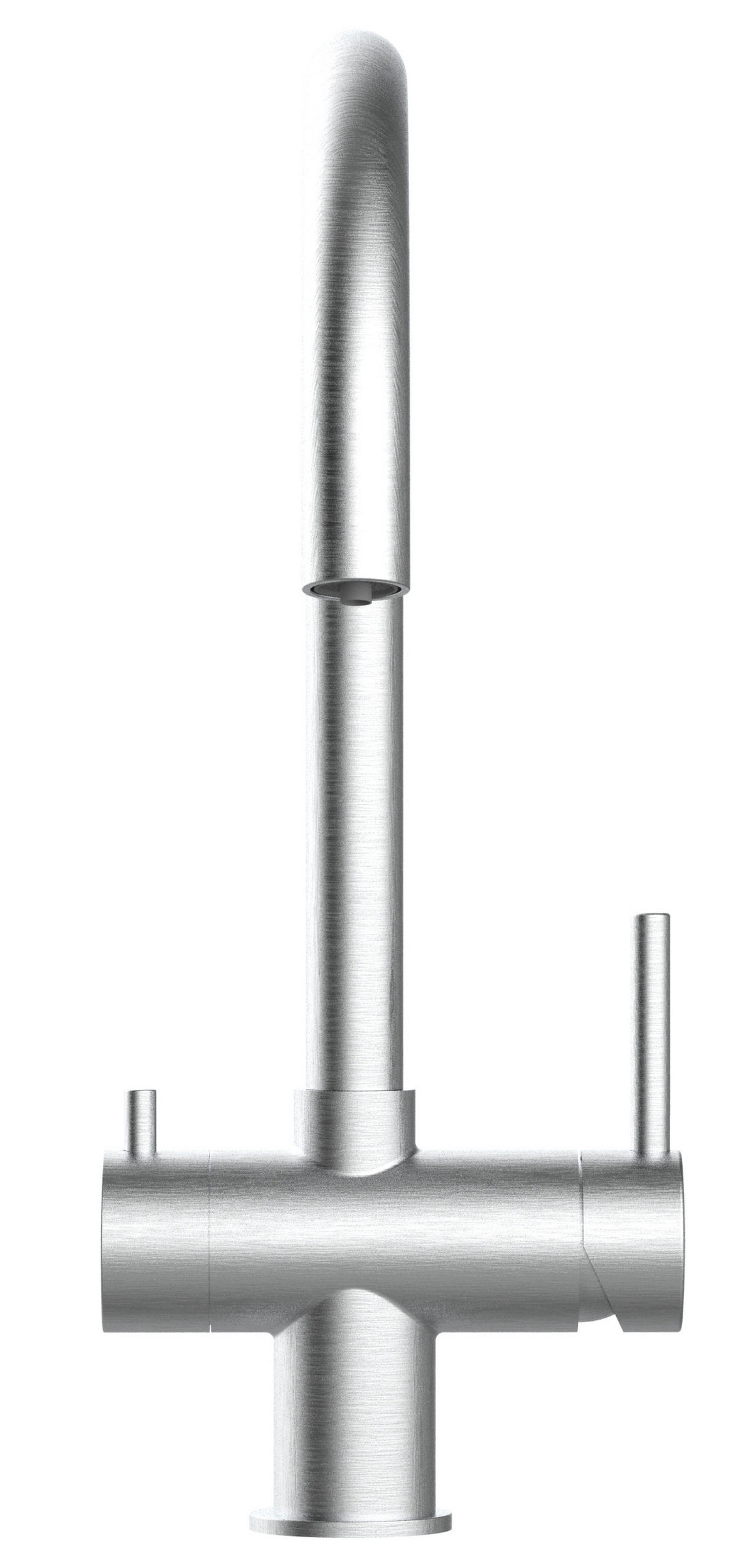 NIEDERDRUCK-3-WEGE-KÜCHENARMATUR, Edelstahl Massiv aus Chirurgenstahl, Gebürstet, 560° schwenkbar - Edelstahlfarben, Metall (21.4/39/21.4cm) - VIZIO
