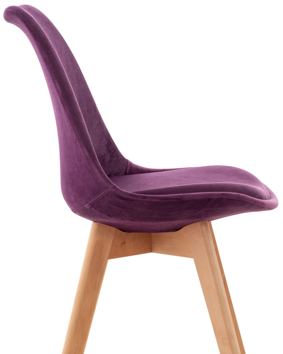 STUHL 4er Set Samt lila - Eukalyptusholzfarben/Lila, Holz/Textil (49/83/50cm) - CLP