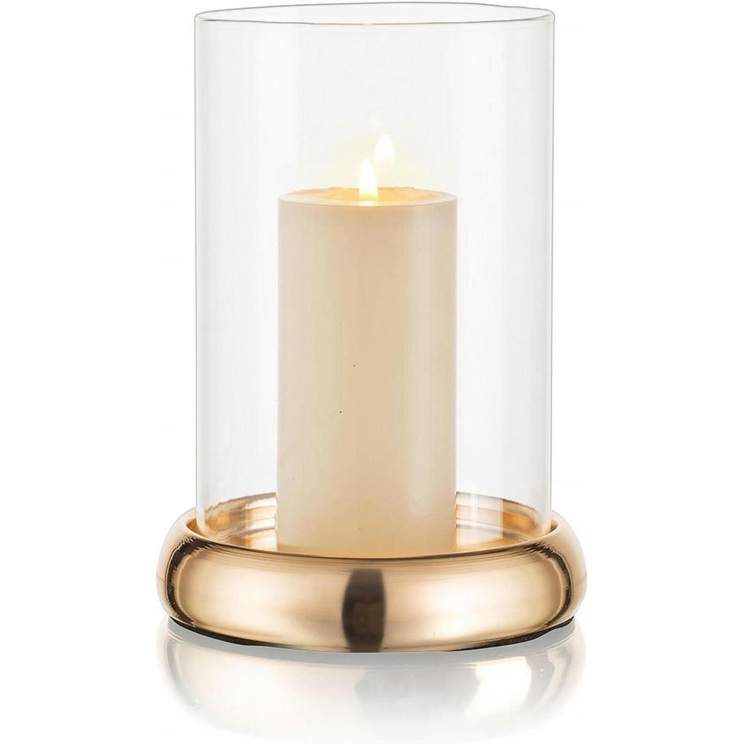 WINDLICHT Glas mit Metallfuß Gold 14 cm - Goldfarben, Glas (13/20/13cm)