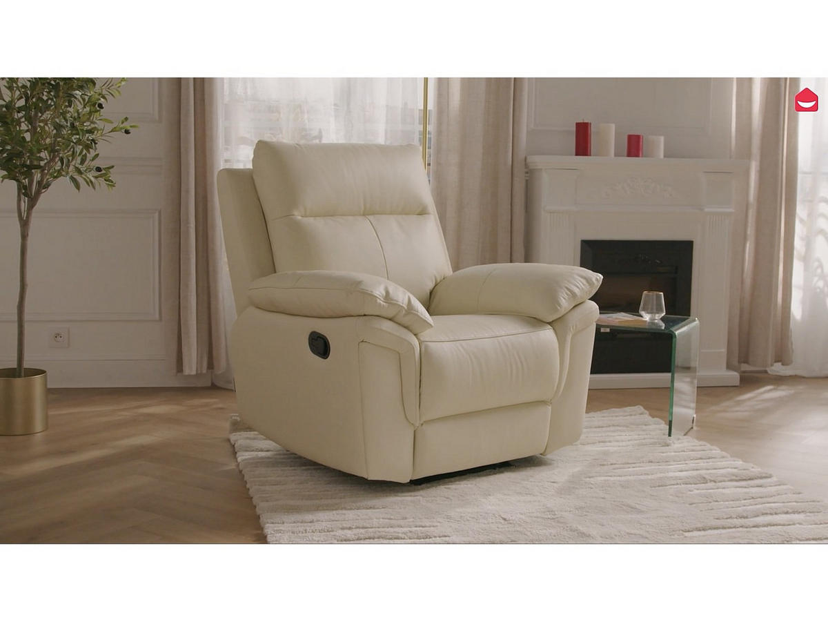 RELAXSESSEL - -Sitzer - Leder - Schwarz - - Schwarz, Leder (98/102/92cm) - Vente-Unique