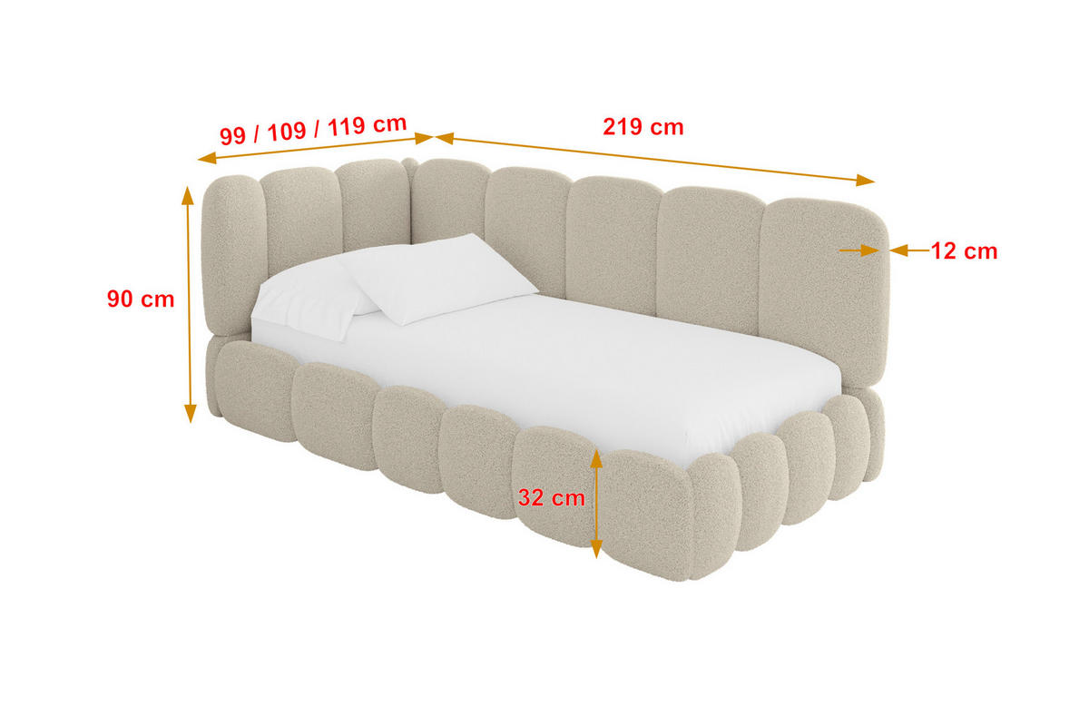 EINZELLBETT Jugendbett mit Bettkasten und Matratze H3/H4, Rechts - AVRY 80x200 Dunkelbeige - Taupe, Holzwerkstoff/Textil (80/200cm) - ALTDECOR