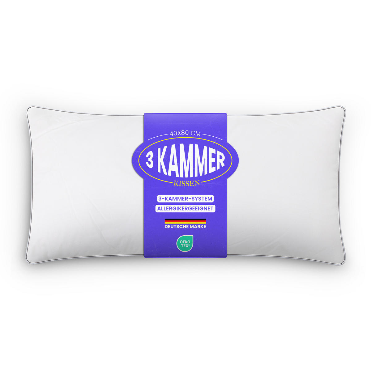 KOPFKISSEN 3-Kammer mit Federfüllung 40 x 80 cm - Weiß, Textil (80/40cm) - Bestlivings