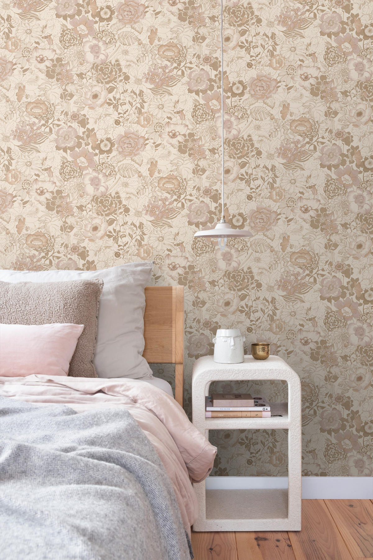 TAPETE Blumenmuster 53 cm x 10.05 m - Beige, Papier (53/1000cm) - ESTAhome
