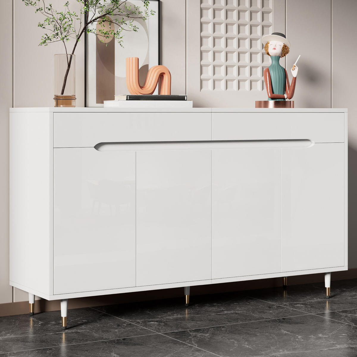 SCHUHSCHRANK aus Spanplatte 140x39x84cm in Weiß mit Soft-Close - Weiß, Holzwerkstoff (140/84/39cm) - Modfu