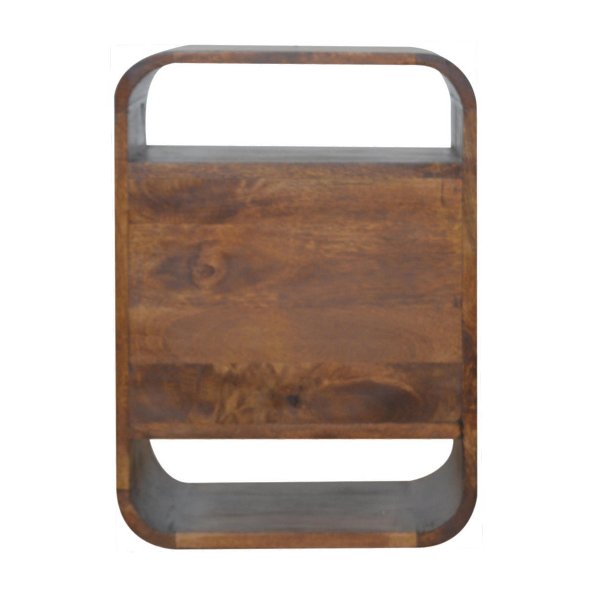 NACHTKASTEN Kastanie Geschwungen, 2 Schubladen und 2 Offene Fächer, Dunkelbraun - Dunkelbraun/Messingfarben, Holz/Metall (40/55/35cm) - Artisan Furniture