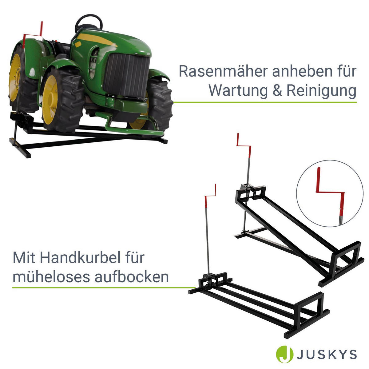 RASENTRAKTORHEBER schwarz inkl. Handschuhe - Schwarz, Metall (50/100/120cm) - Juskys