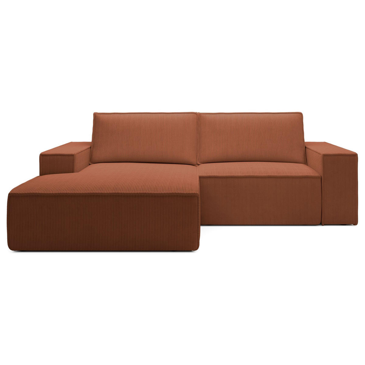 ECKSOFA Farese Mini mit Cordbezug Rostrot, links - Schwarz/Kupferfarben, Textil (240/167cm) - Selsey