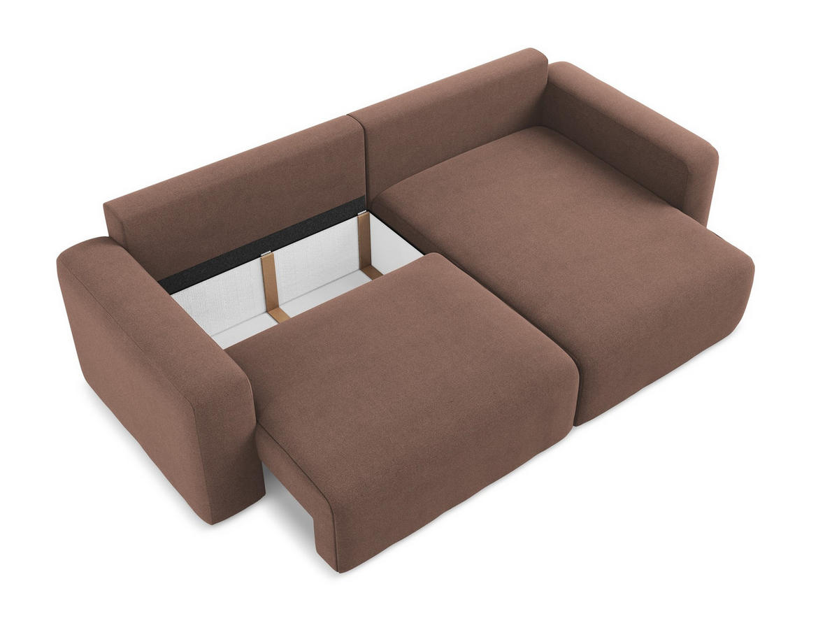 ECKSOFA mit Schlaffunktion rechts Strukturstoff Stoff Pink - Pink/Hellrosa, Kunststoff/Textil (244/149cm) - Makamii