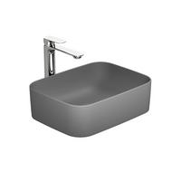 WASCHBECKEN Keramik Rechteck Abgerundete Matt Dunkelgrau 50,5 / 38 / 15 cm - Schwarz, Keramik (38/15/50.5cm) - EMKE