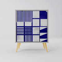 SIDEBOARD THE RIGHT PLACES, Grau, 57,5x42x75,5 cm, Goldfarbene Metallfüße - Goldfarben/Multicolor, Holzwerkstoff/Metall (57.5/75.5/42cm) - SpaceRebels