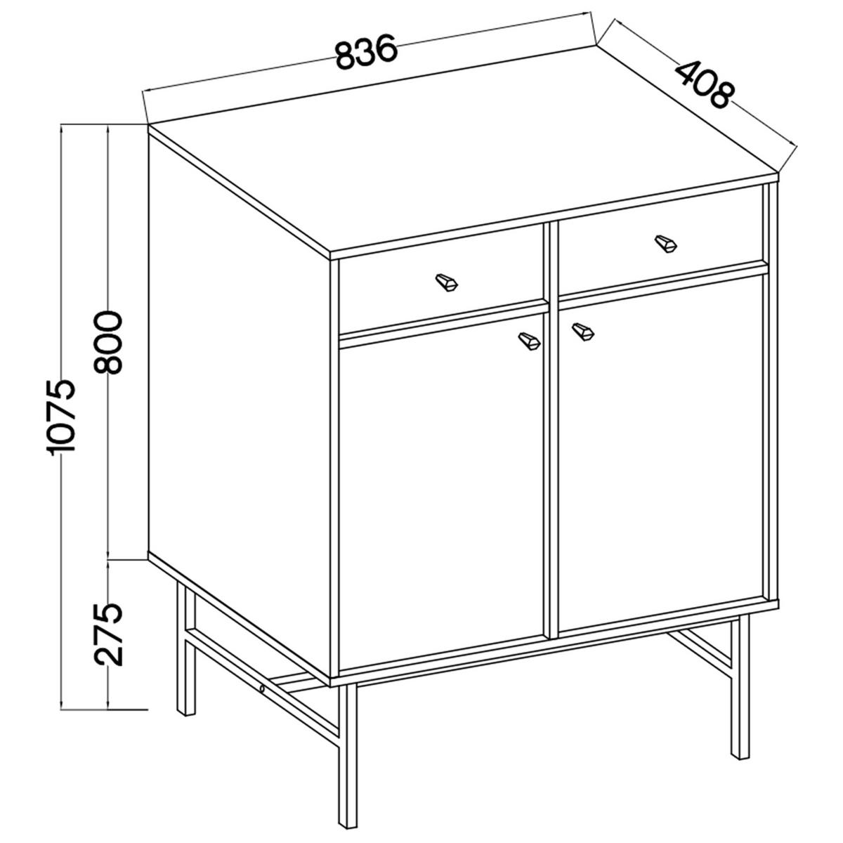 KOMMODE FLOREN, Creme/Gold - Creme, Holzwerkstoff/Metall (83.6/107.5/40.8cm) - KONSIMO®