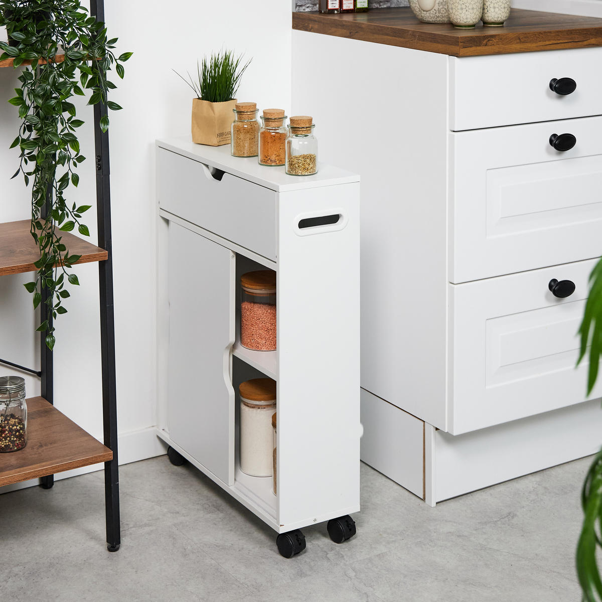 NISCHENWAGEN - Weiß, Holzwerkstoff/Kunststoff (52/67/17cm) - Relaxdays