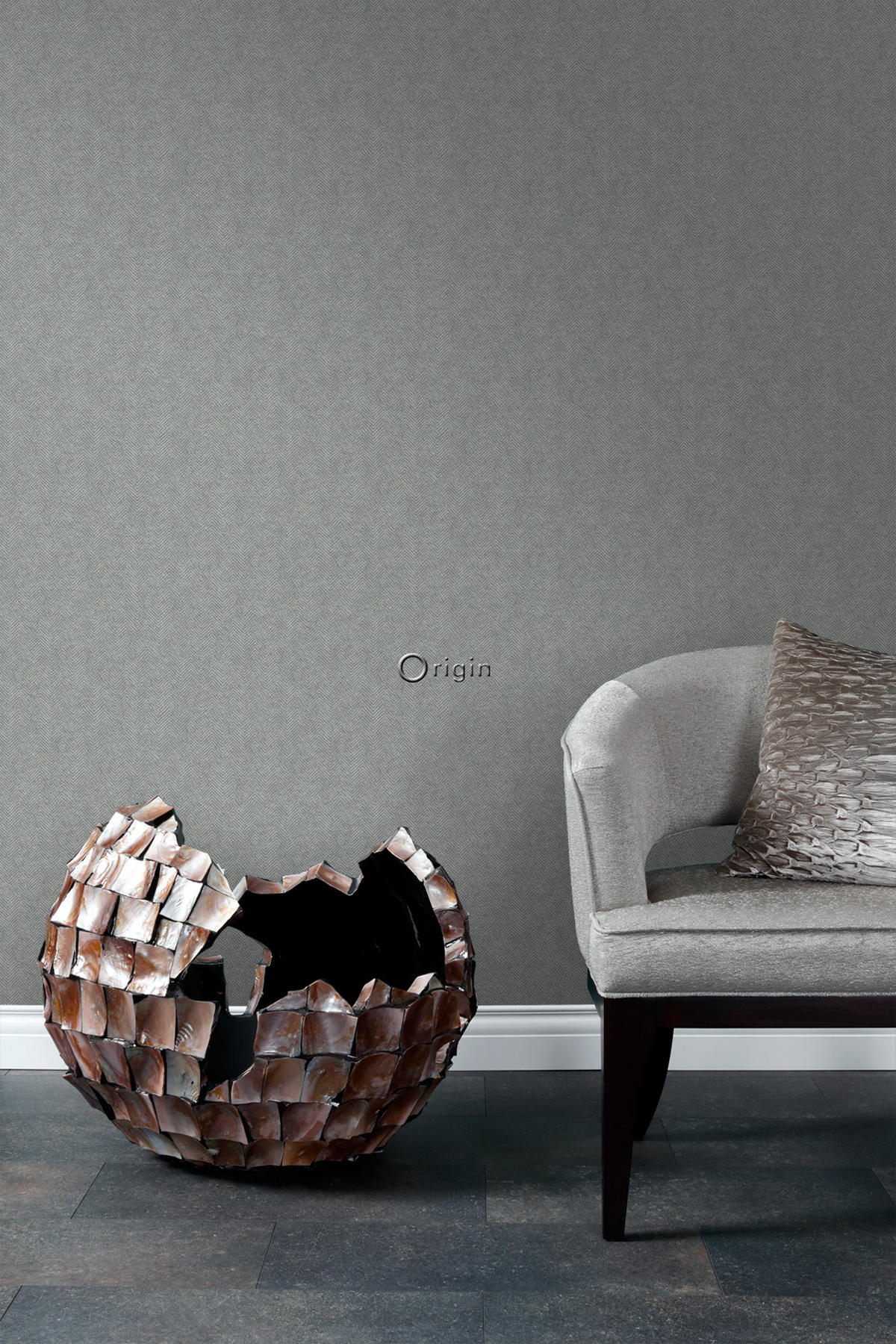 TAPETE Fischgrätmuster 53 cm x 10.05 m - Blau, Papier (53/1000cm) - Origin Wallcoverings
