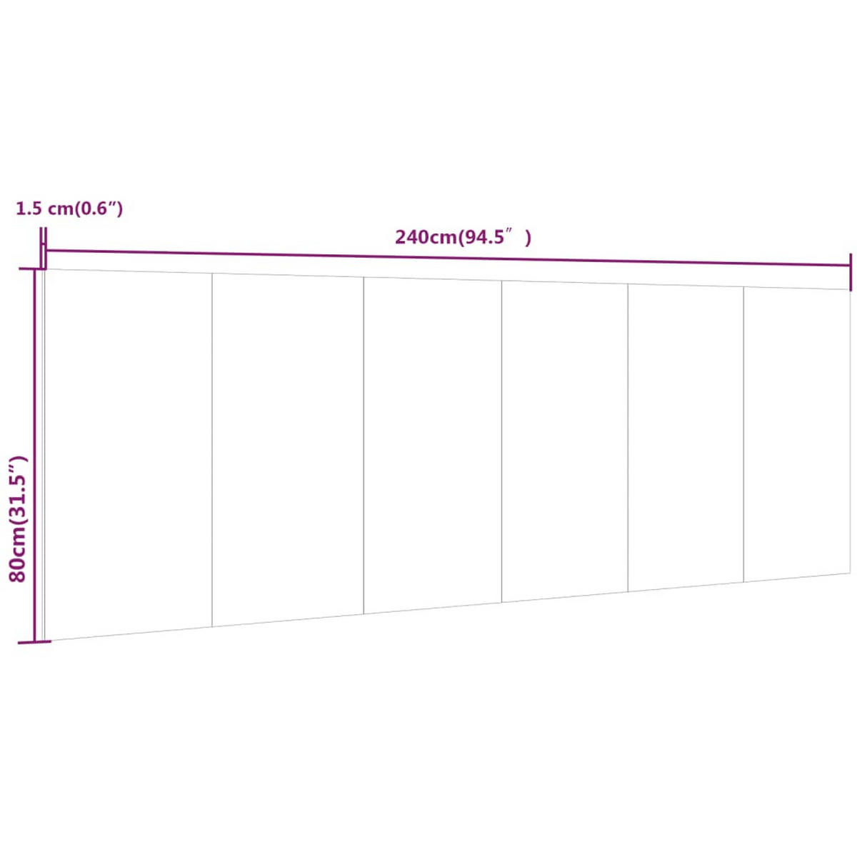 KOPFTEIL Betongrau 240/1,5/80 Cm Holzwerkstoff - Grau, Holzwerkstoff (1.5/80/240cm) - vidaXL