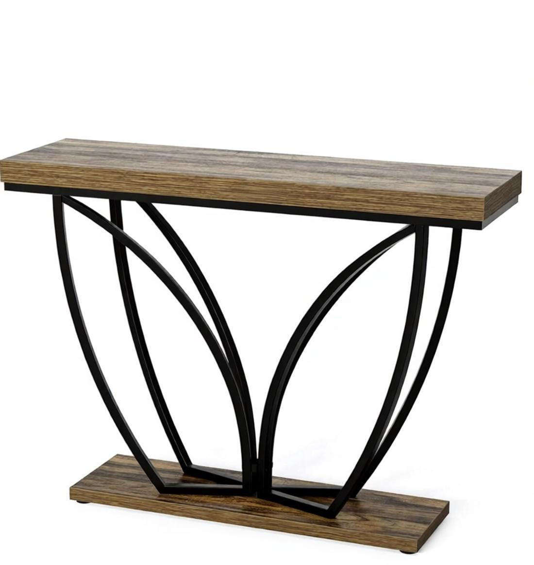 KONSOLENTISCH Schwarz-Braun 105/30/80 cm - Schwarz, Metall (30/105/80cm) - PANGIVO