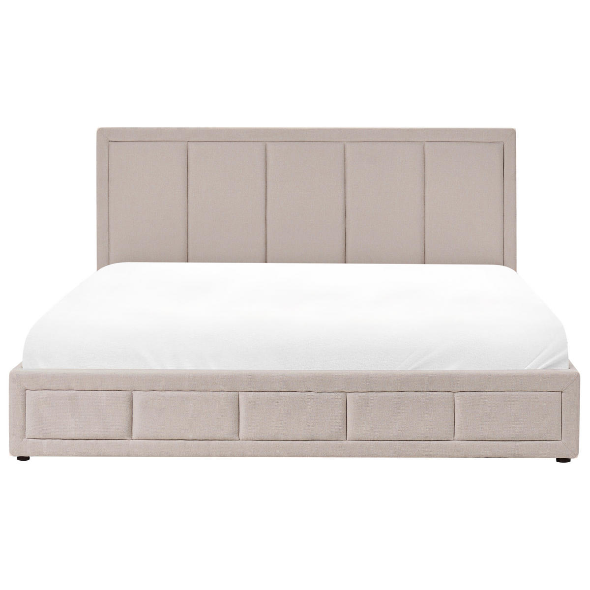 BETT mit Stauraum 180/200 cm Stoff Beige Quiberon - Beige, Textil (180/200cm) - Beliani