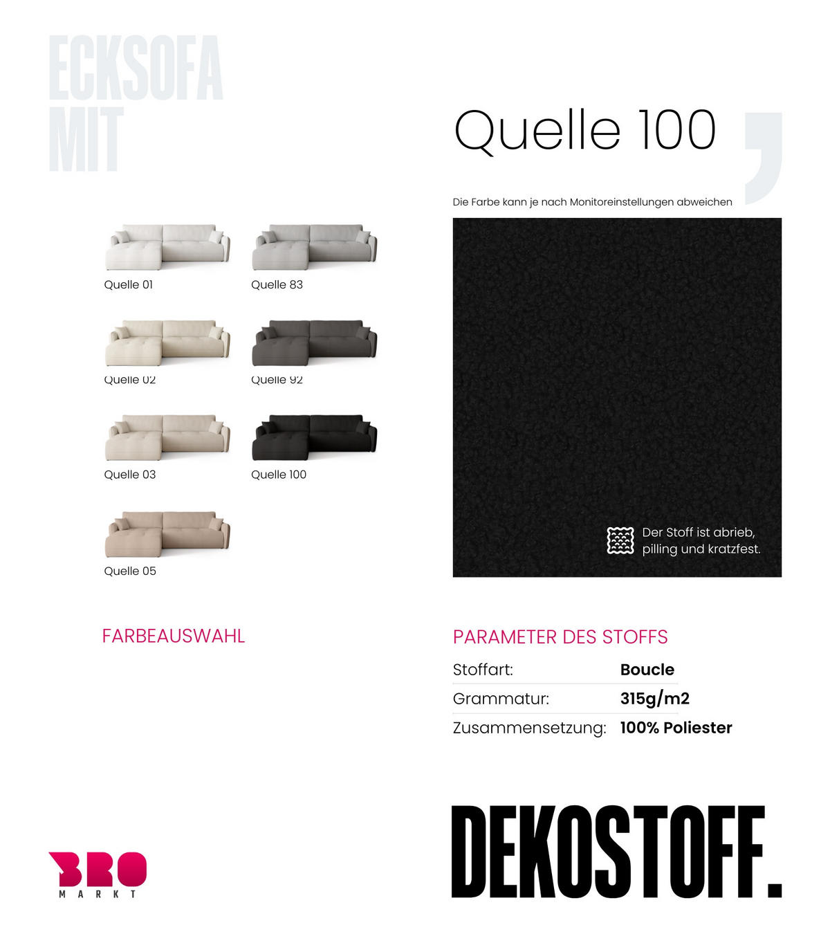 ECKSOFA CLAUDIO mit Schlaffunktion Schwarz - Schwarz, Textil (263/150cm) - Bromarkt