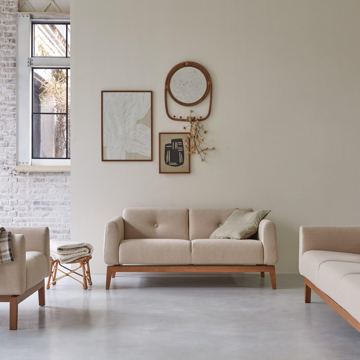 SOFA Bjorn Beige aus Stoff - Beige, Textil (155/69/82cm) - Tikamoon