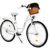 CITY-FAHRRAD Milord mit Weidenkorb, 28 Zoll, Weiß, 1-Gang - Weiß, Metall (46cm) - Milordbikes