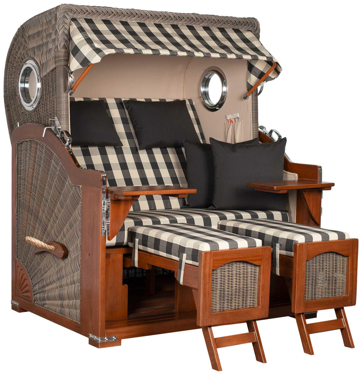 STRANDKORB XXL Düne Grande 2,5 Sitzer - Beige/Braun, Metall (142/170/95cm) - Mr. Deko