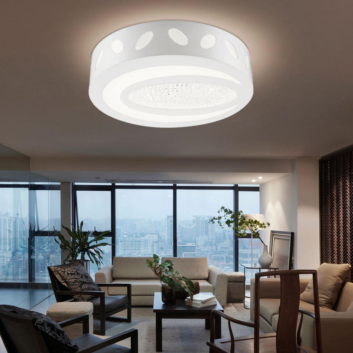 LED DECKENLEUCHTE Kristalloptik Weiß - Weiß, Metall (40/40/11cm) - Globo Lighting