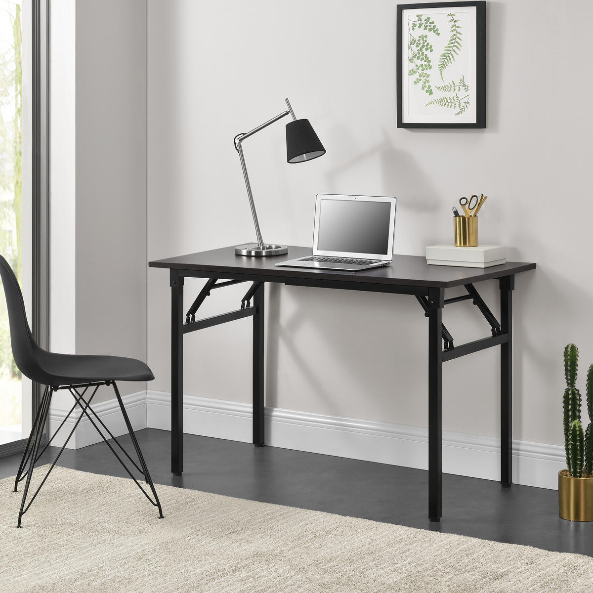 KLAPPTISCH - Dunkelbraun/Schwarz, Holzwerkstoff/Metall (120/76.4/60cm) - [neu.haus]