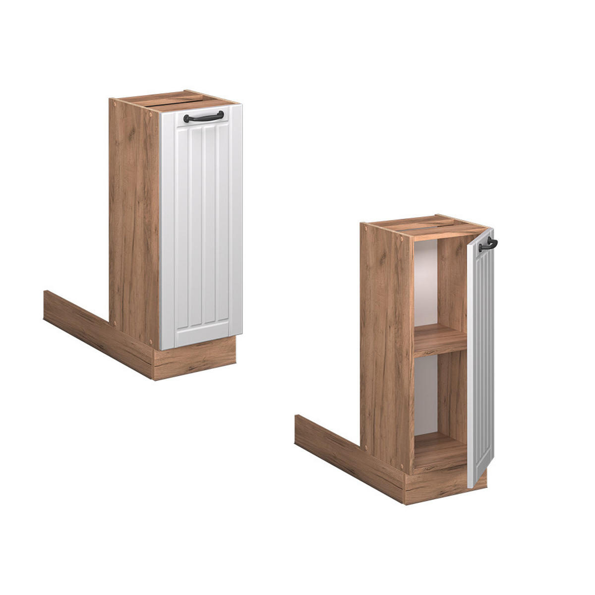 KÜCHENINSEL Fame-Line Weiß Landhaus 30 cm ohne Arbeitsplatte - Honigeiche/Weiß, Holzwerkstoff (30/82/70cm) - Vicco