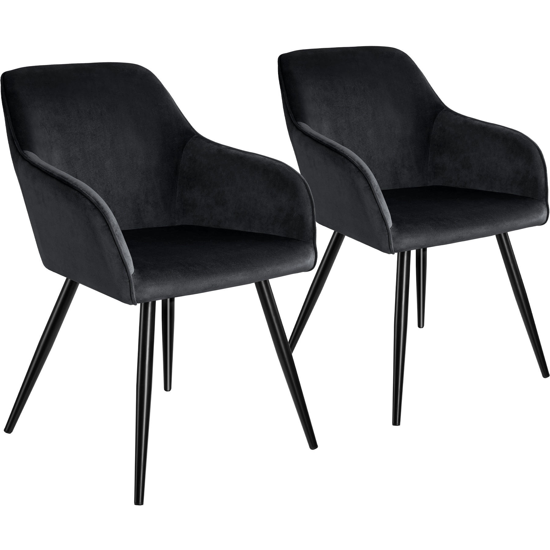 ESSZIMMERSTUHL 2er Set Marilyn 58 x 62 x 82 cm schwarz - Schwarz, Textil (58/82/62cm) - tectake