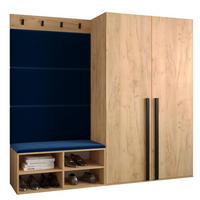 GARDEROBEN-SET 184/184/42 - Eichefarben/Schwarz, Holz/Kunststoff (184/184/42cm) - MÖBEL KRYSPOL