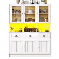 BUFFETSCHRANK 140/40/175 cm mit LED-Beleuchtung und verstellbaren Einlegeböden, Weiß - Weiß, Holzwerkstoff (140/175/40cm) - Redom