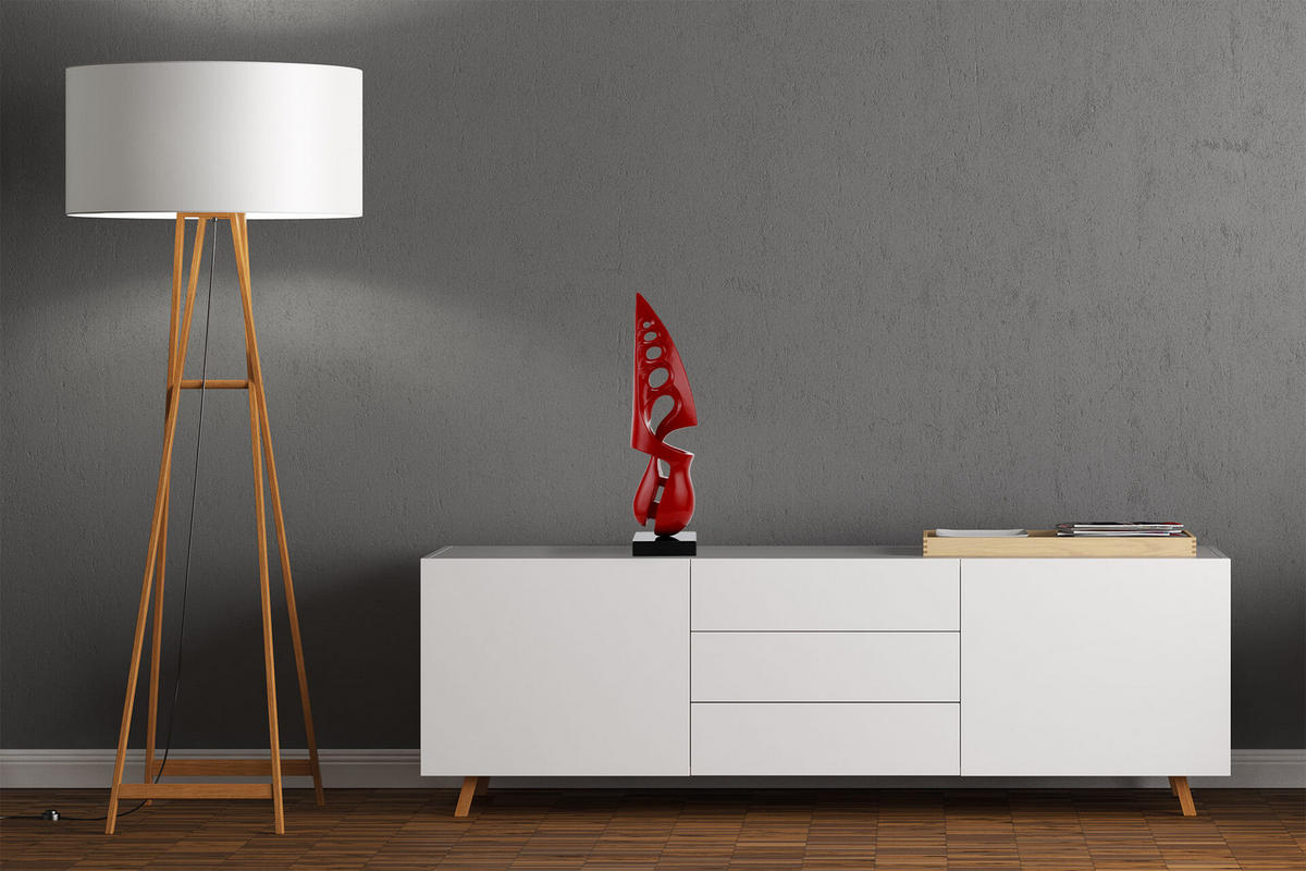 SKULPTUR Rot 15/56 cm - Rot, Stein (3/56/15cm) - KUNSTLOFT