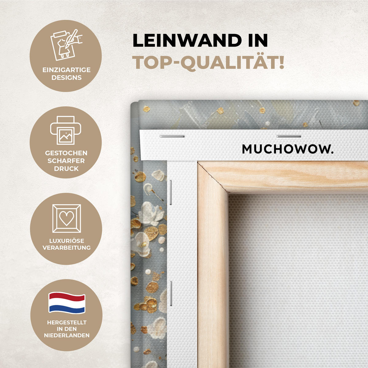 LEINWANDBILD Baum - Blumen - Weiß - Natur - Kunst Wanddeko 90x60 cm - Weiß, Textil (90/60cm) - MuchoWow