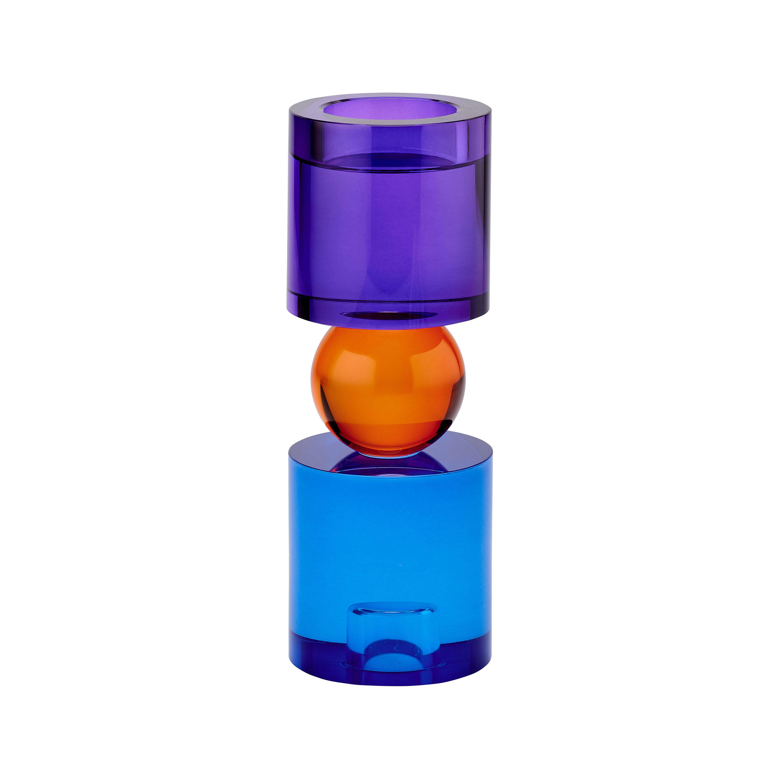 KERZENHALTER Sari M, Kristallglas, Blau, Orange, Lila, 21.5 cm - Blau, Glas (12/25/12cm) - Gift Company