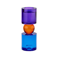 KERZENHALTER Sari M, Kristallglas, Blau, Orange, Lila, 21.5 cm - Blau, Glas (12/25/12cm) - Gift Company