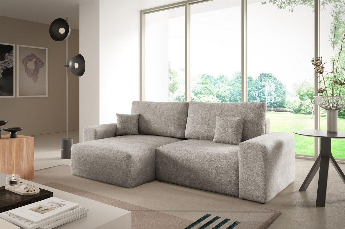 ECKSOFA Arona Xs Mit Schlaffunktion - Beige, Holzwerkstoff/Textil (148/255cm) - Fun Möbel